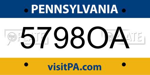 5798OA Pennsylvania License Plate