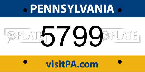 5799 Pennsylvania License Plate