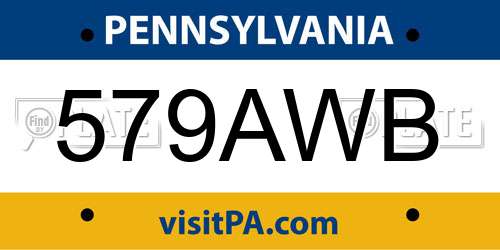 579AWB Pennsylvania License Plate