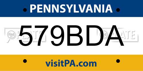 579BDA Pennsylvania License Plate