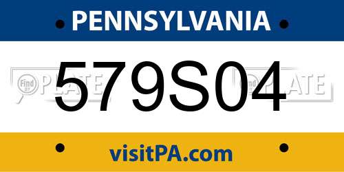 579S04 Pennsylvania License Plate