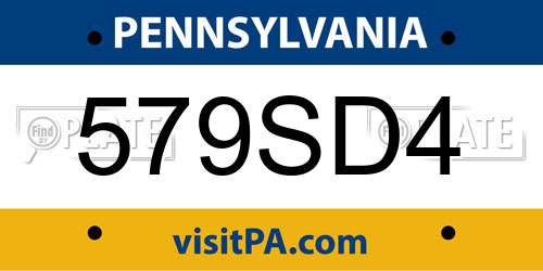 579SD4 Pennsylvania License Plate