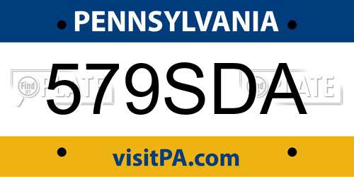 579SDA Pennsylvania License Plate