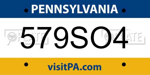 579SO4 Pennsylvania License Plate
