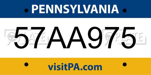 57AA975 Pennsylvania License Plate