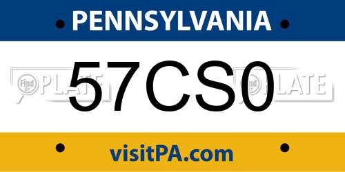57CS0 Pennsylvania License Plate