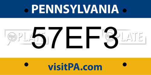 57EF3 Pennsylvania License Plate