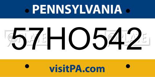 57HO542 Pennsylvania License Plate