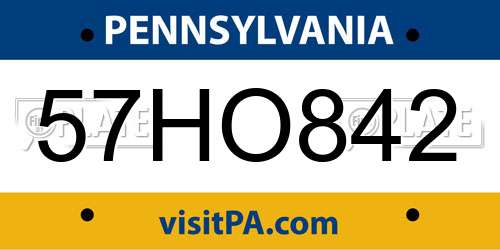 57HO842 Pennsylvania License Plate