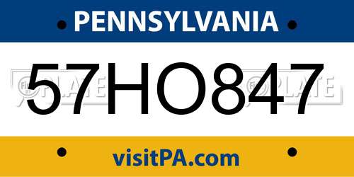 57HO847 Pennsylvania License Plate
