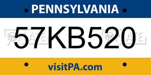 57KB520 Pennsylvania License Plate