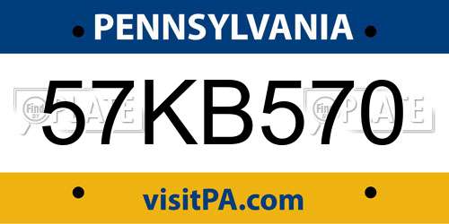 57KB570 Pennsylvania License Plate
