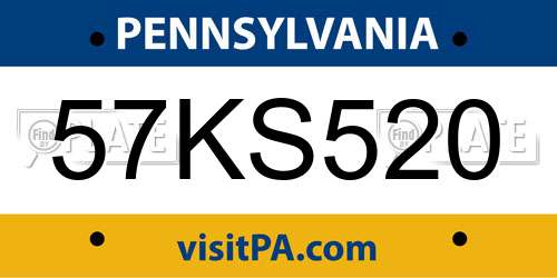 57KS520 Pennsylvania License Plate