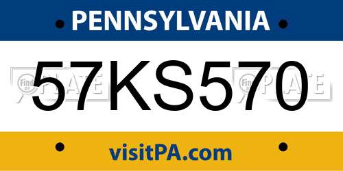 57KS570 Pennsylvania License Plate