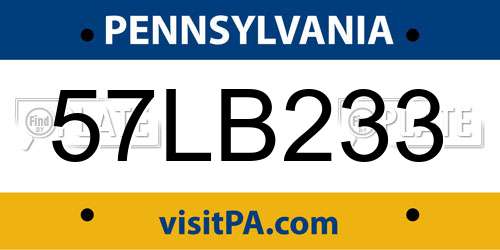 57LB233 Pennsylvania License Plate