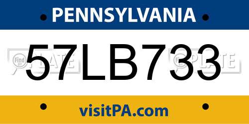 57LB733 Pennsylvania License Plate