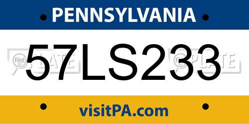 57LS233 Pennsylvania License Plate