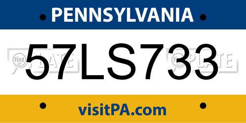 57LS733 Pennsylvania License Plate