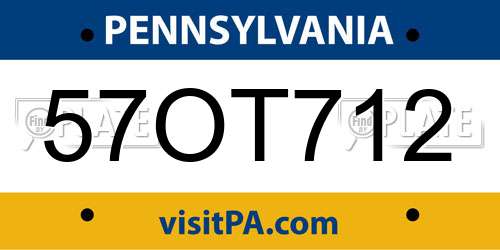 57OT712 Pennsylvania License Plate