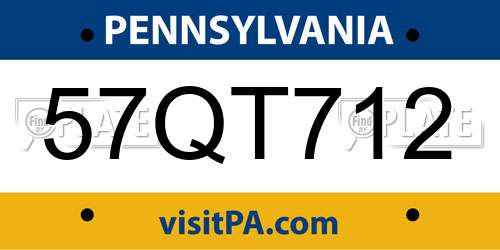 57QT712 Pennsylvania License Plate
