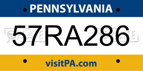 57RA286 Pennsylvania License Plate