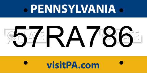 57RA786 Pennsylvania License Plate