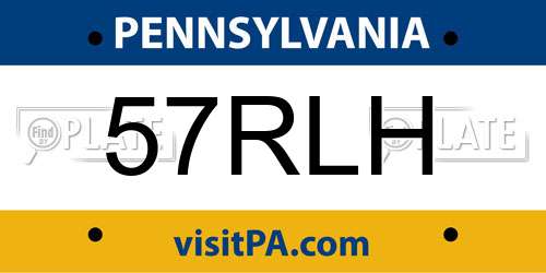 57RLH Pennsylvania License Plate
