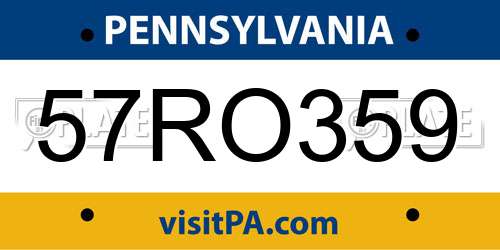57RO359 Pennsylvania License Plate