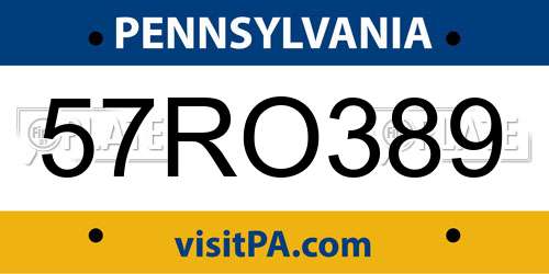 57RO389 Pennsylvania License Plate