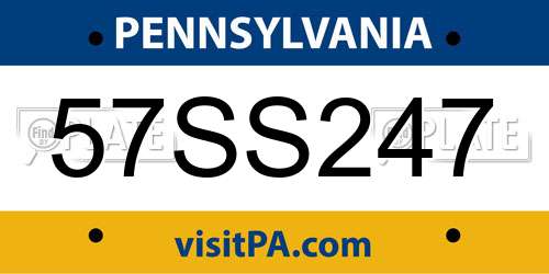 57SS247 Pennsylvania License Plate