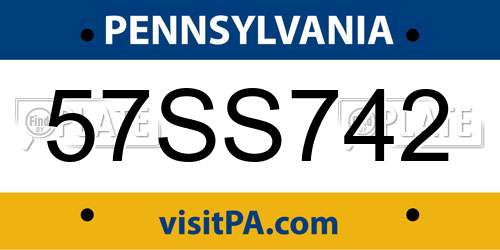 57SS742 Pennsylvania License Plate