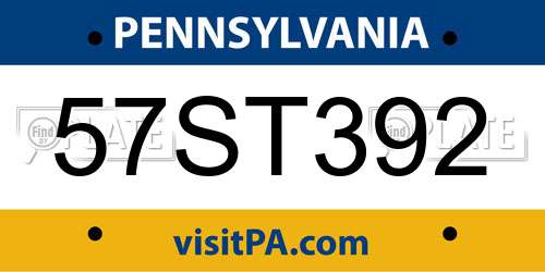 57ST392 Pennsylvania License Plate