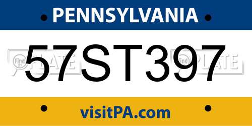 57ST397 Pennsylvania License Plate