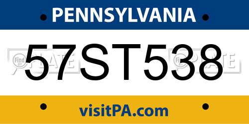 57ST538 Pennsylvania License Plate