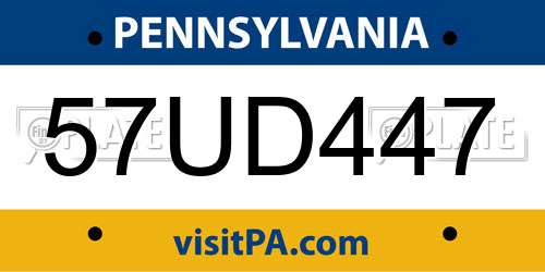 57UD447 Pennsylvania License Plate