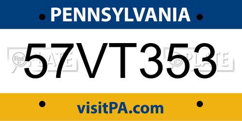 57VT353 Pennsylvania License Plate