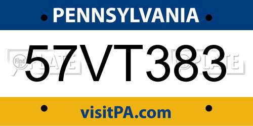 57VT383 Pennsylvania License Plate