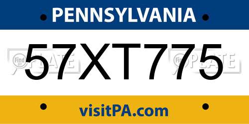 57XT775 Pennsylvania License Plate
