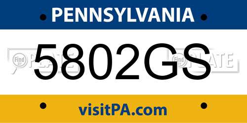 5802GS Pennsylvania License Plate