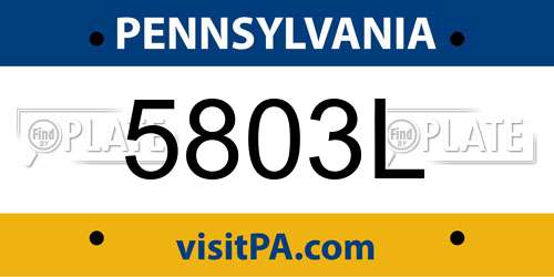 5803L Pennsylvania License Plate