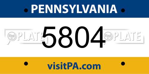 5804 Pennsylvania License Plate