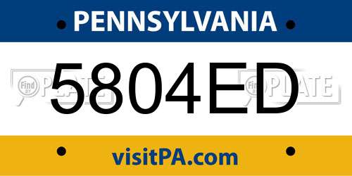 5804ED Pennsylvania License Plate