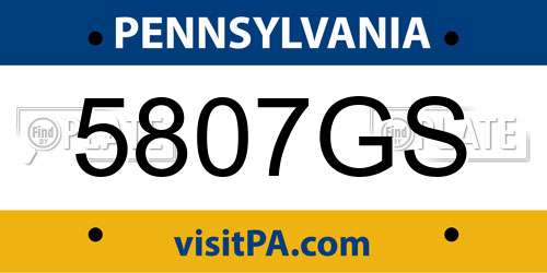 5807GS Pennsylvania License Plate