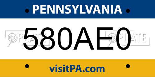 580AE0 Pennsylvania License Plate