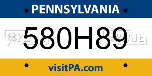 580H89 Pennsylvania License Plate