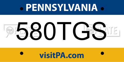 580TGS Pennsylvania License Plate