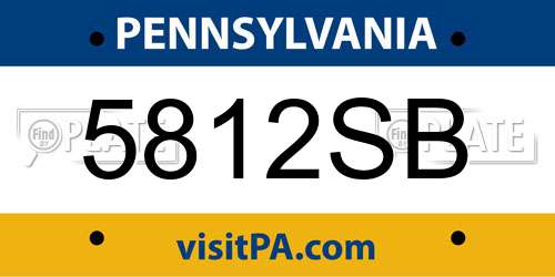 5812SB Pennsylvania License Plate