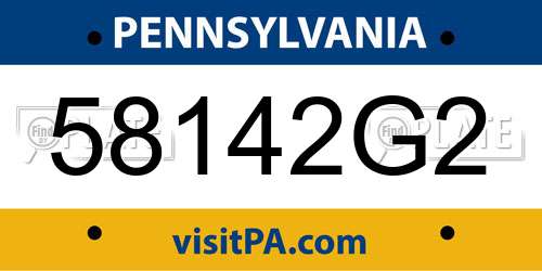 58142G2 Pennsylvania License Plate