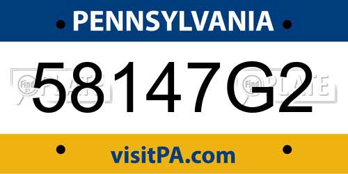 58147G2 Pennsylvania License Plate