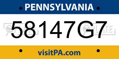 58147G7 Pennsylvania License Plate